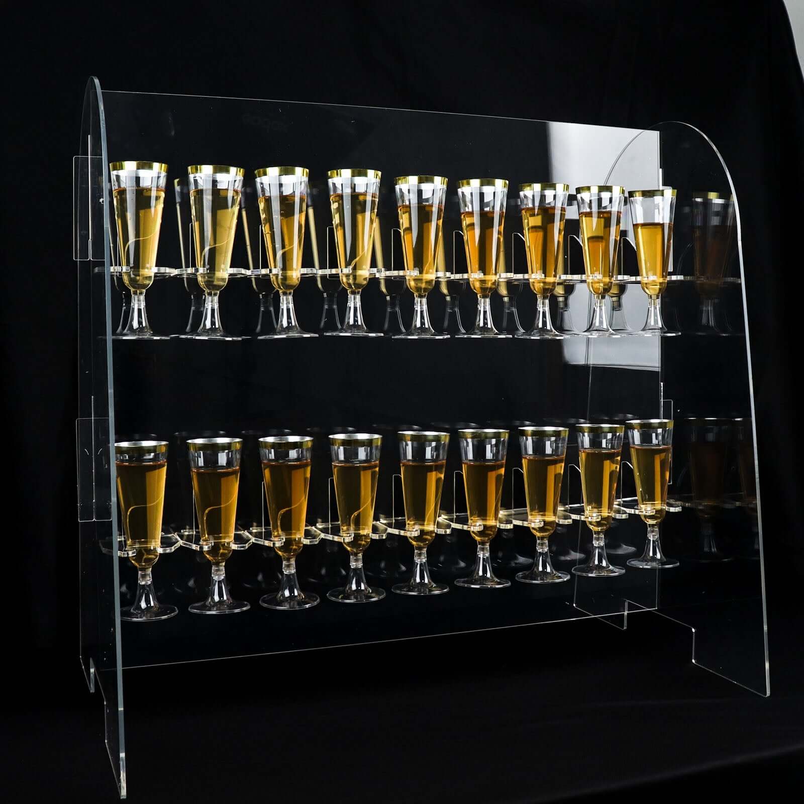 2 - Tier Acrylic Champagne Glass Holder Display Stand Table Top Clear with 18 Hooks for Events & DIY Bars 25" - Bell Racket Store