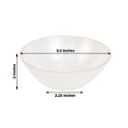 20 - Pack 16oz Plastic Bowls â€“ Transparent Pearl White with Gold Rim, Elegant Crystal - Like Swirl Disposable Bowls - Bell Racket Store