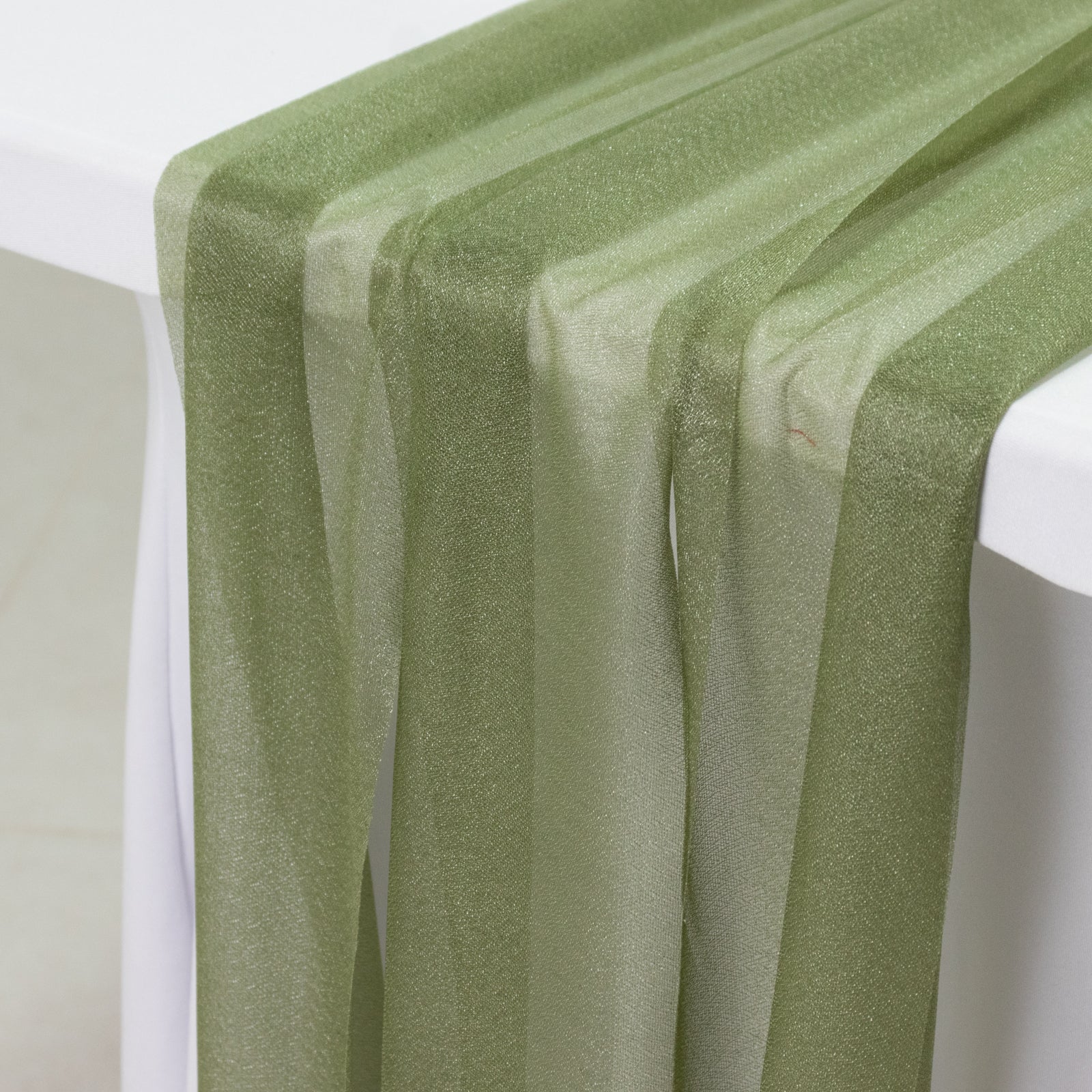 20 - Pack 9ft Sheer Table Runners â€“ Dusty Sage Green Shimmer Sheer Drapes, Wrinkle - Free - Bell Racket Store