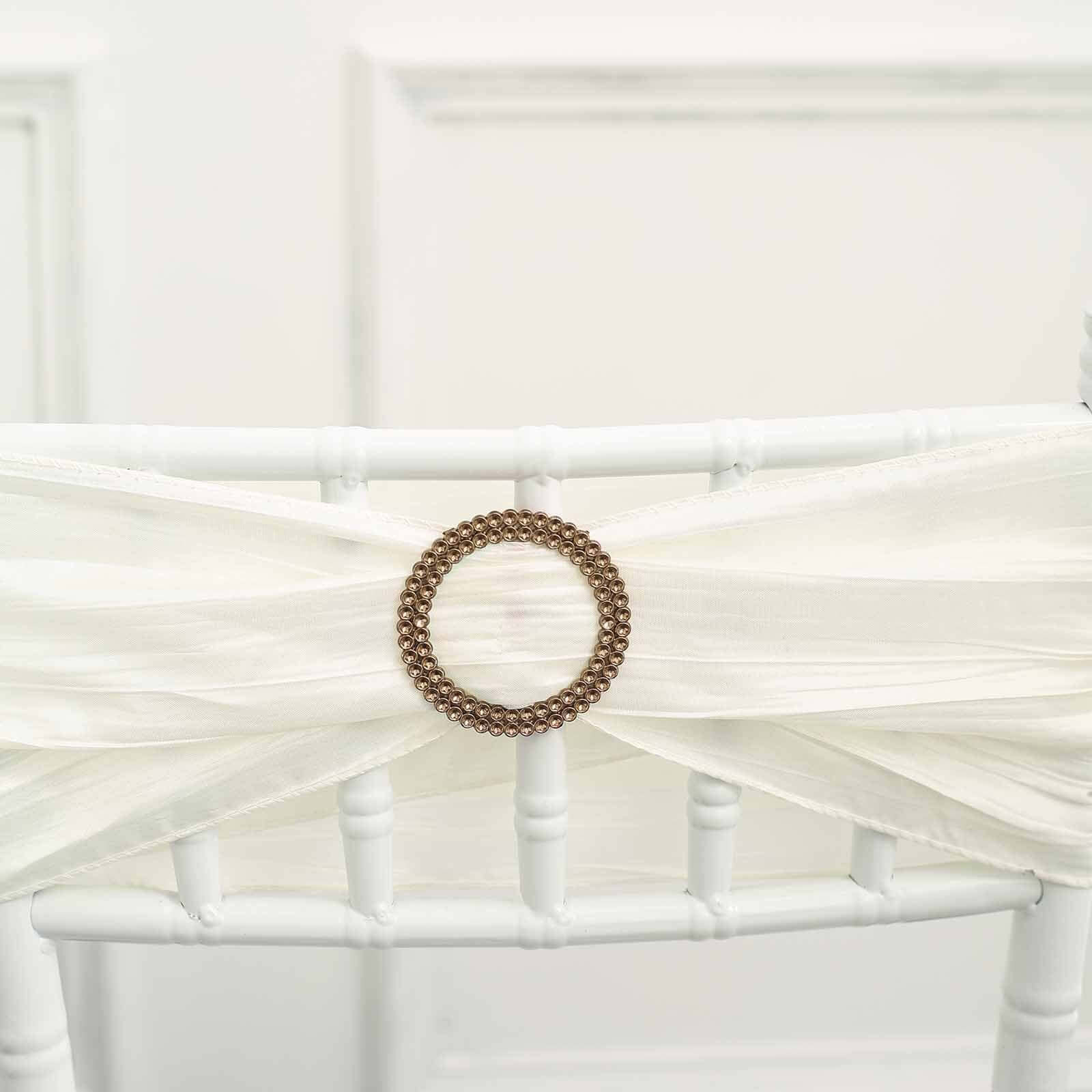 20 Pack Diamond Round Chair Sash Band Buckle Pins Antique Gold - Timeless Rhinestone Napkin Rings 2.5"