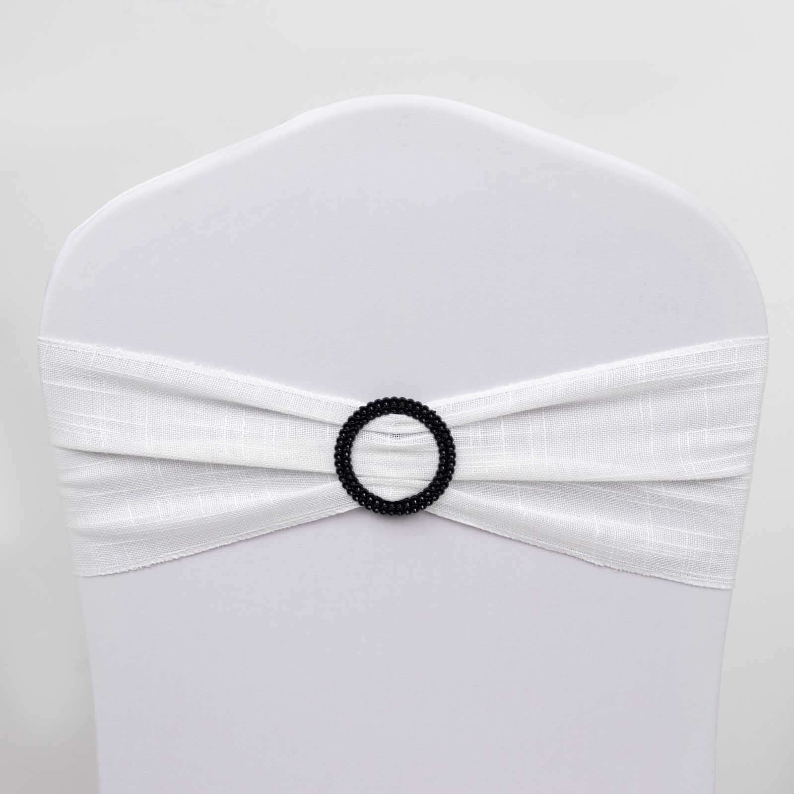 20 Pack Diamond Round Chair Sash Band Buckle Pins Black - Timeless Rhinestone Napkin Rings 2.5" - Bell Racket Store