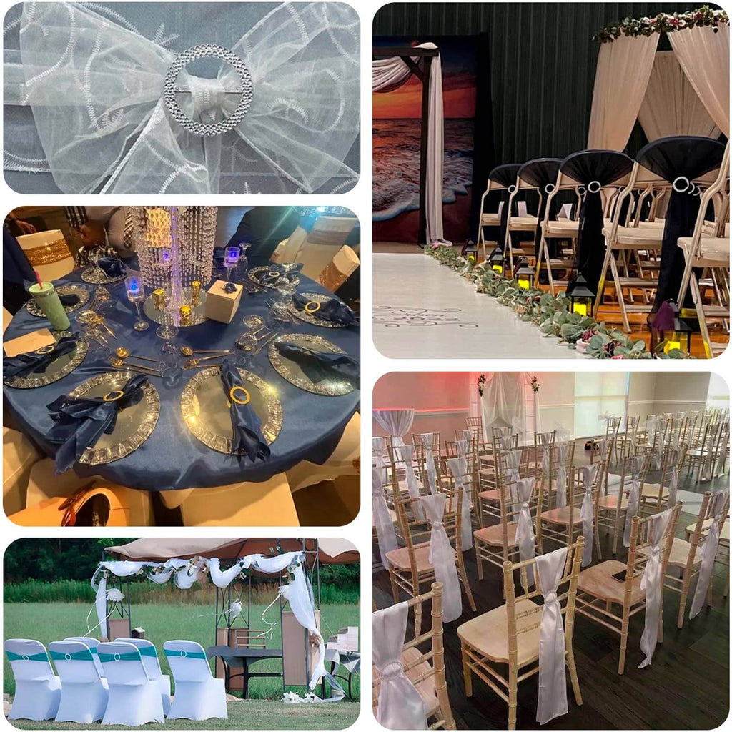 20 Pack Diamond Round Chair Sash Band Buckle Pins Pink - Timeless Rhinestone Napkin Rings 2.5" - Bell Racket Store