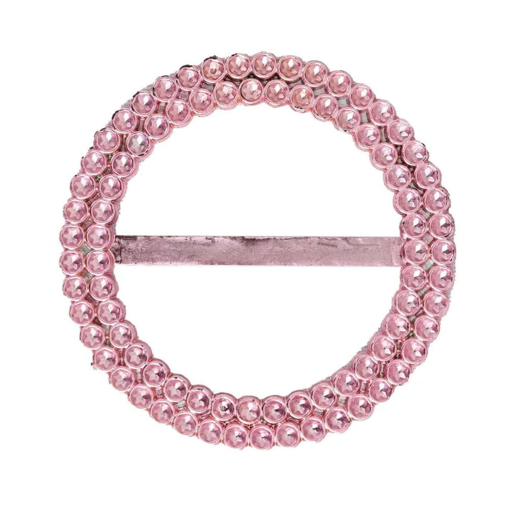 20 Pack Diamond Round Chair Sash Band Buckle Pins Pink - Timeless Rhinestone Napkin Rings 2.5" - Bell Racket Store