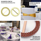 20 Pack Diamond Round Chair Sash Band Buckle Pins Royal Blue - Timeless Rhinestone Napkin Rings 2.5" - Bell Racket Store