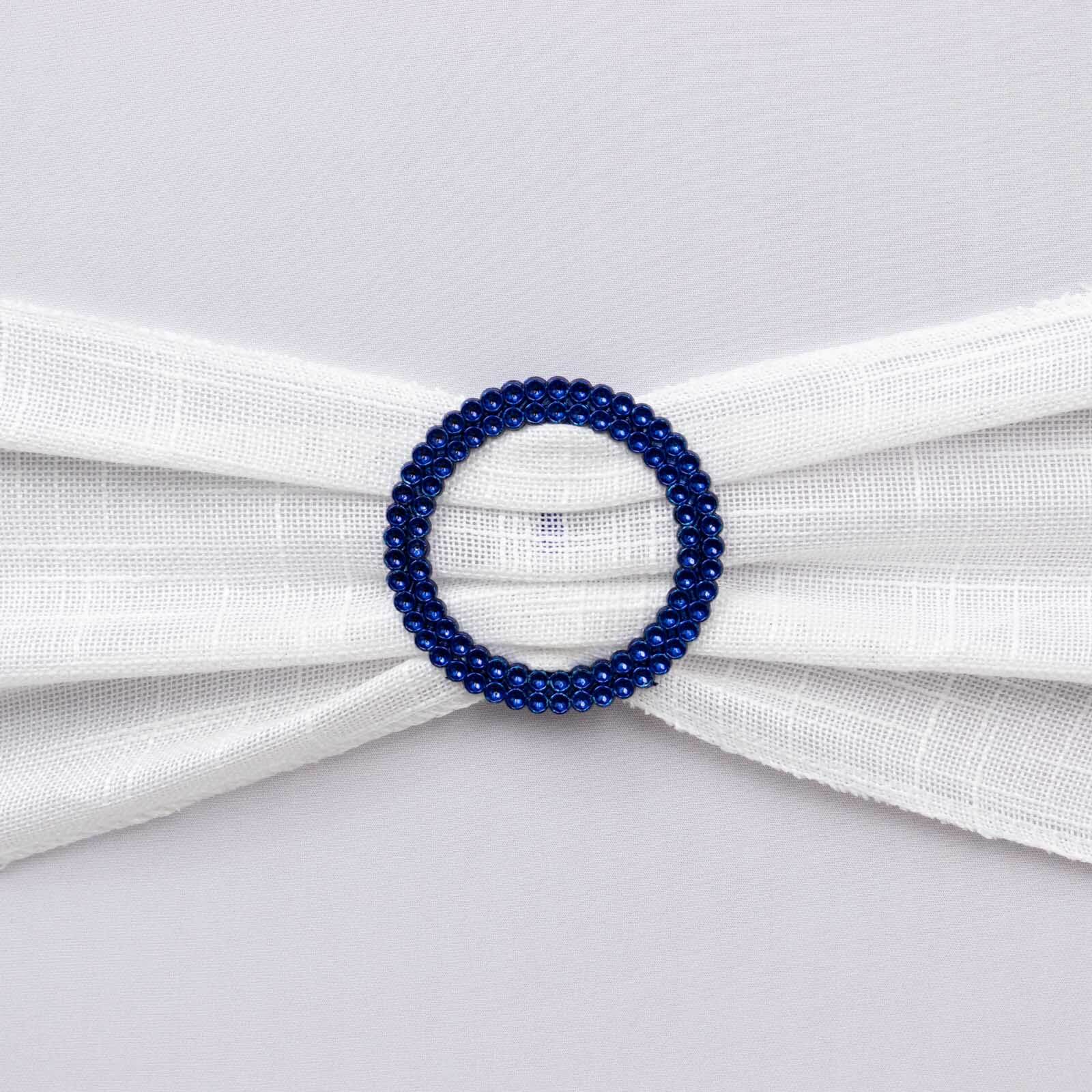 20 Pack Diamond Round Chair Sash Band Buckle Pins Royal Blue - Timeless Rhinestone Napkin Rings 2.5" - Bell Racket Store