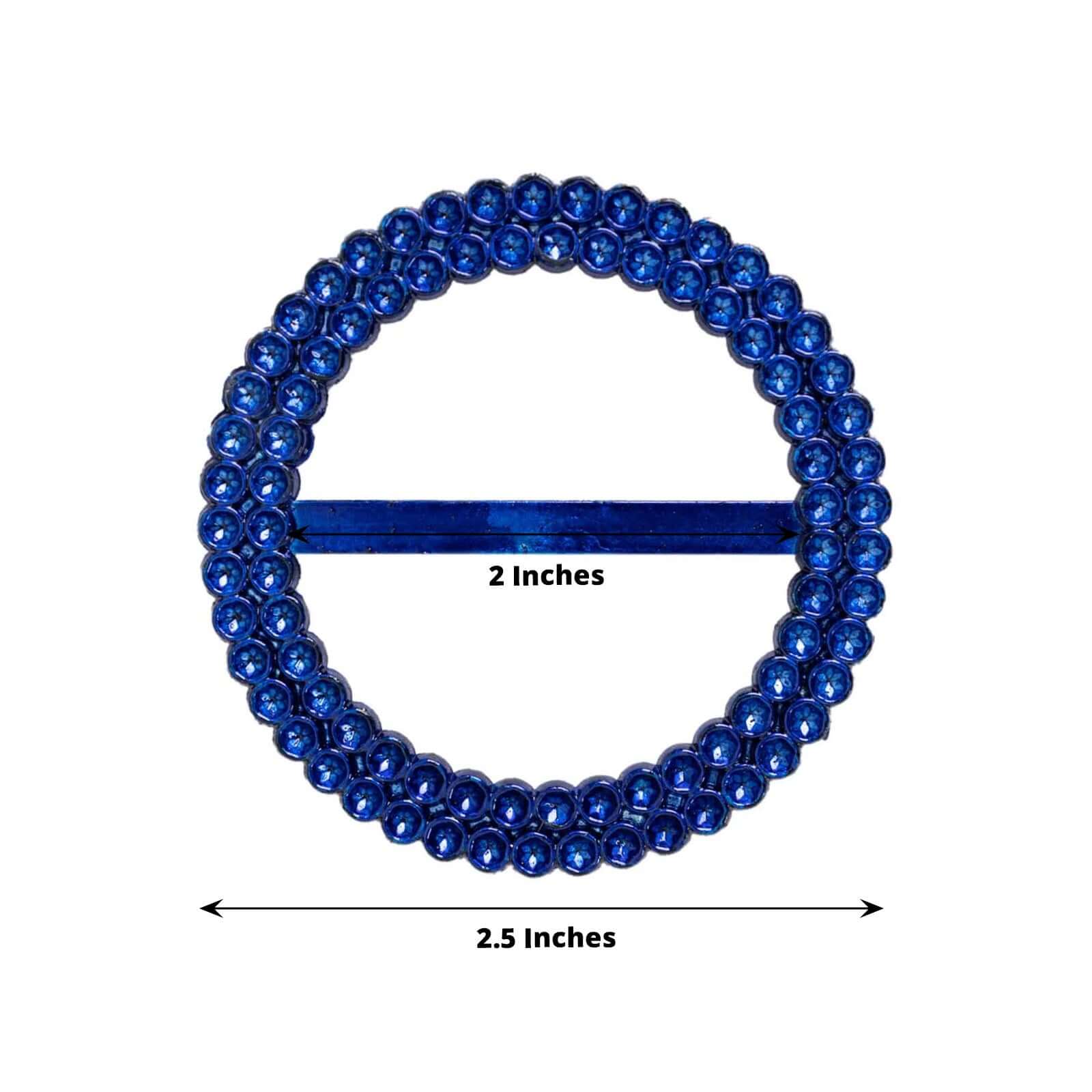 20 Pack Diamond Round Chair Sash Band Buckle Pins Royal Blue - Timeless Rhinestone Napkin Rings 2.5" - Bell Racket Store