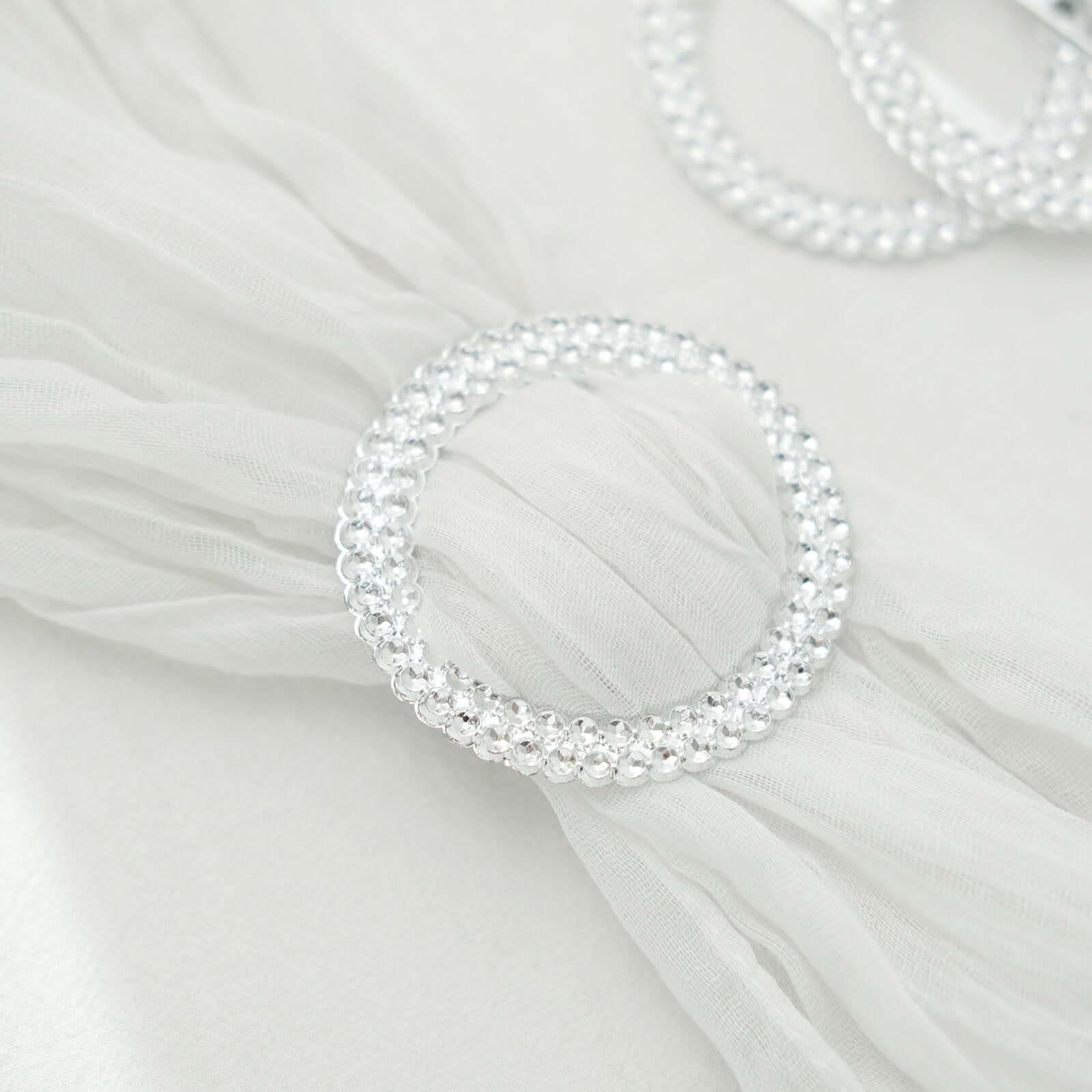 20 Pack Diamond Round Chair Sash Band Buckle Pins Silver - Timeless Rhinestone Napkin Rings 2.5" - Bell Racket Store