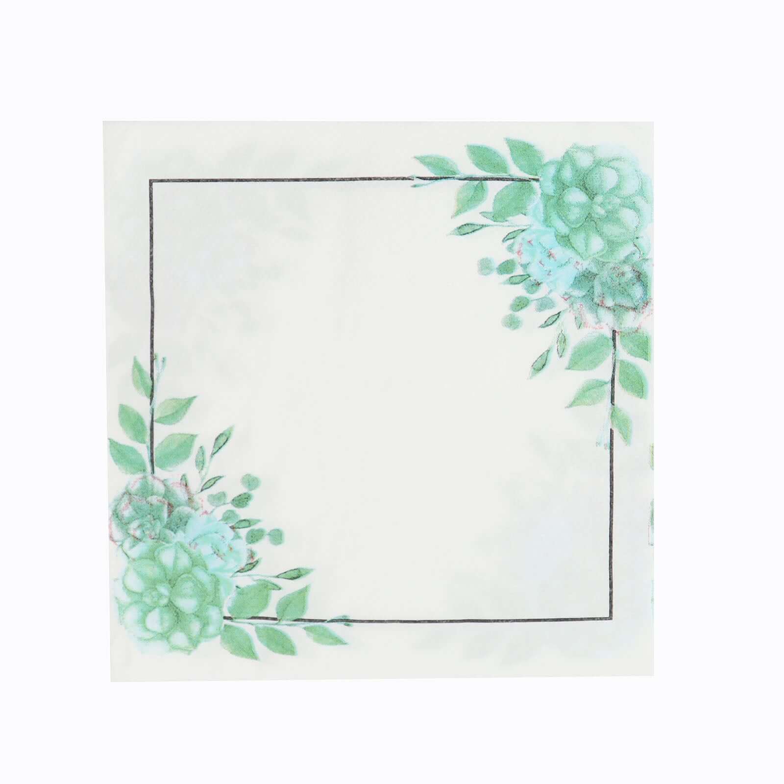 20 - Pack Paper Dinner Napkins with Floral Design White/Green - Disposable 2 Ply Beverage Napkins 6.5"x6.5" - Bell Racket Store
