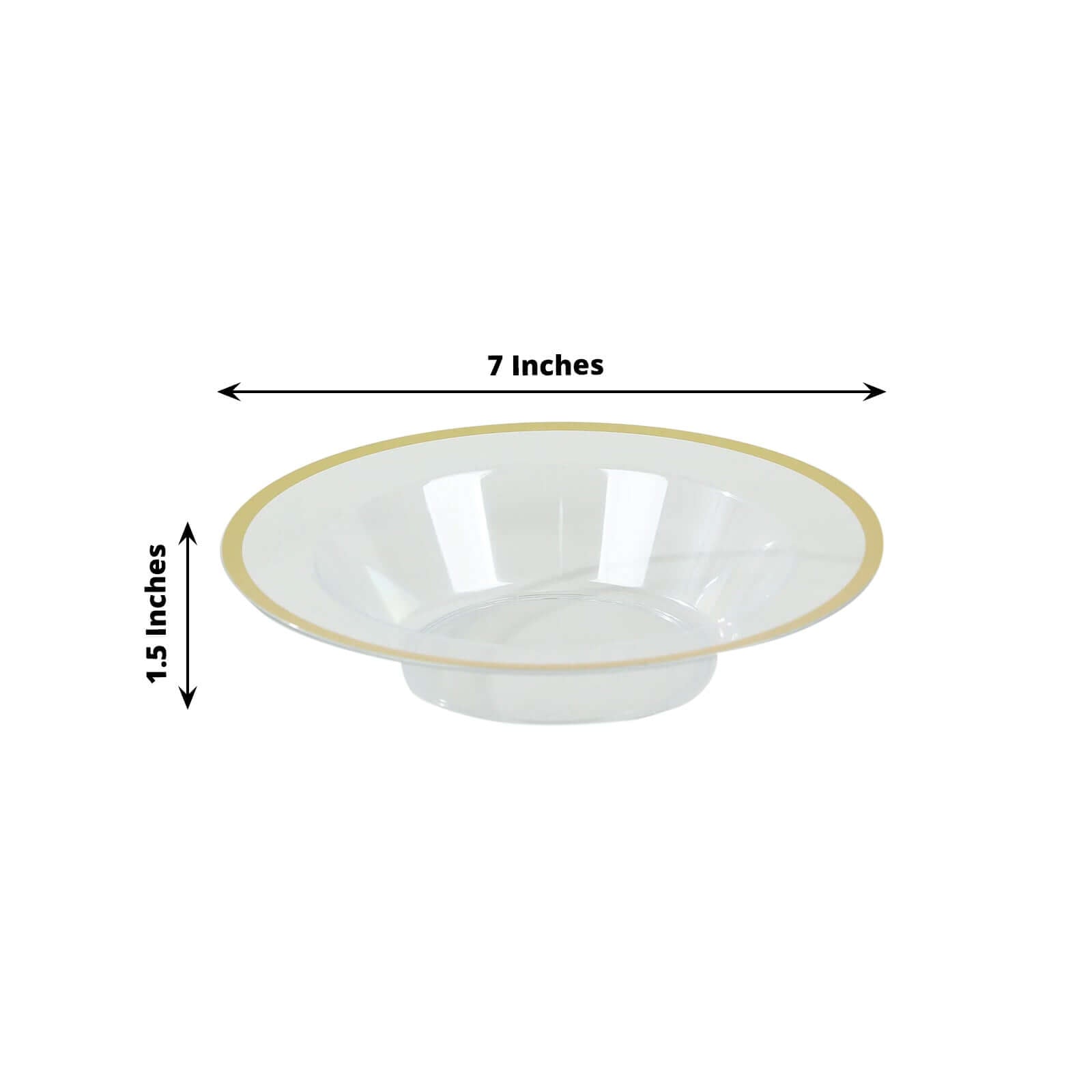 20 - Pack Plastic Dessert Serving Bowls Clear Round Design with Gold Rim - Disposable Salad Soup Bowls 12oz - Bell Racket Store