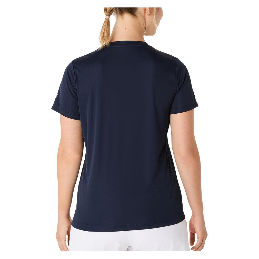 Women's Court Graphic Tennis Tee Midnight and Huddle Yellow