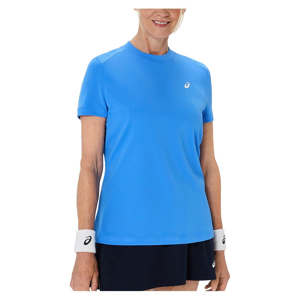 Women's Court Short Sleeve Tennis Top Blue Coast