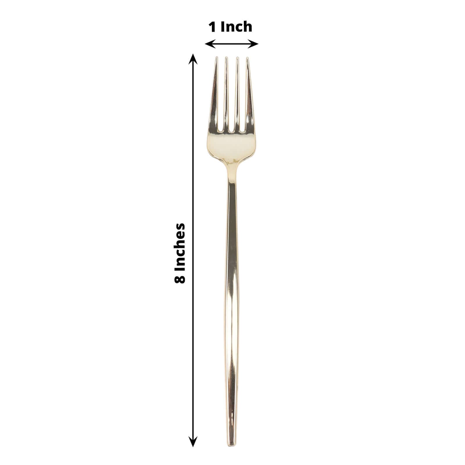 24 Pack 8" Glossy Gold Heavy Duty Plastic Silverware Forks Cutlery, Premium Disposable Sleek Flatware - Bell Racket Store