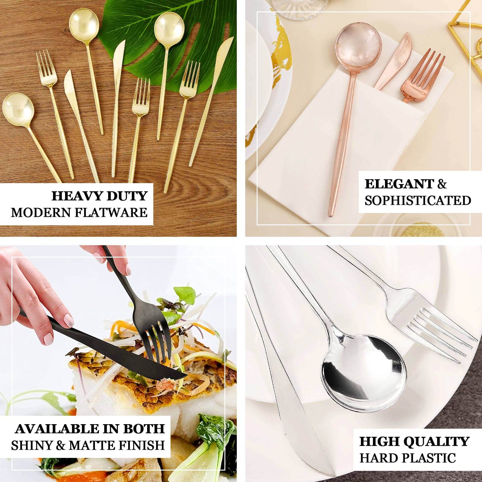 24 - Pack Plastic Spoons Glossy Gold - Premium Heavy Duty Disposable Silverware 8" - Bell Racket Store