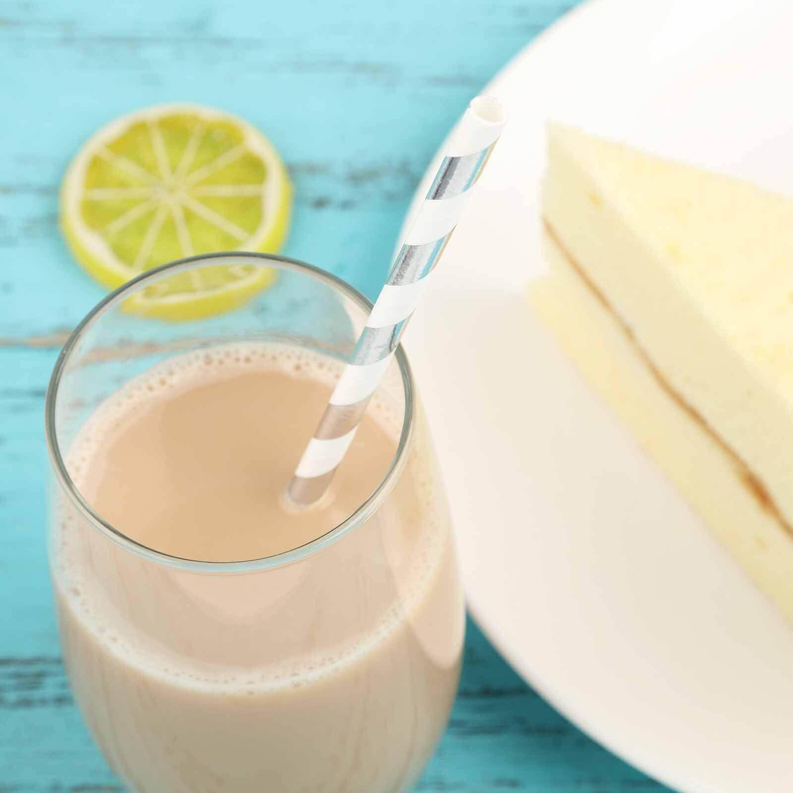 25-Pack Paper Straws White/Silver Striped - Stylish Disposable Straws for Drinks 8"