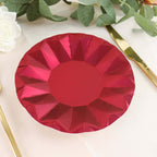 25 - Pack Paper 7" Round Dessert Plates in Burgundy with Geometric Prism Rim - Disposable 400GSM Appetizer Salad Plates - Bell Racket Store