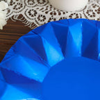 25 - Pack Paper 7" Round Dessert Plates in Royal Blue with Geometric Prism Rim - Disposable 400GSM Appetizer Salad Plates - Bell Racket Store