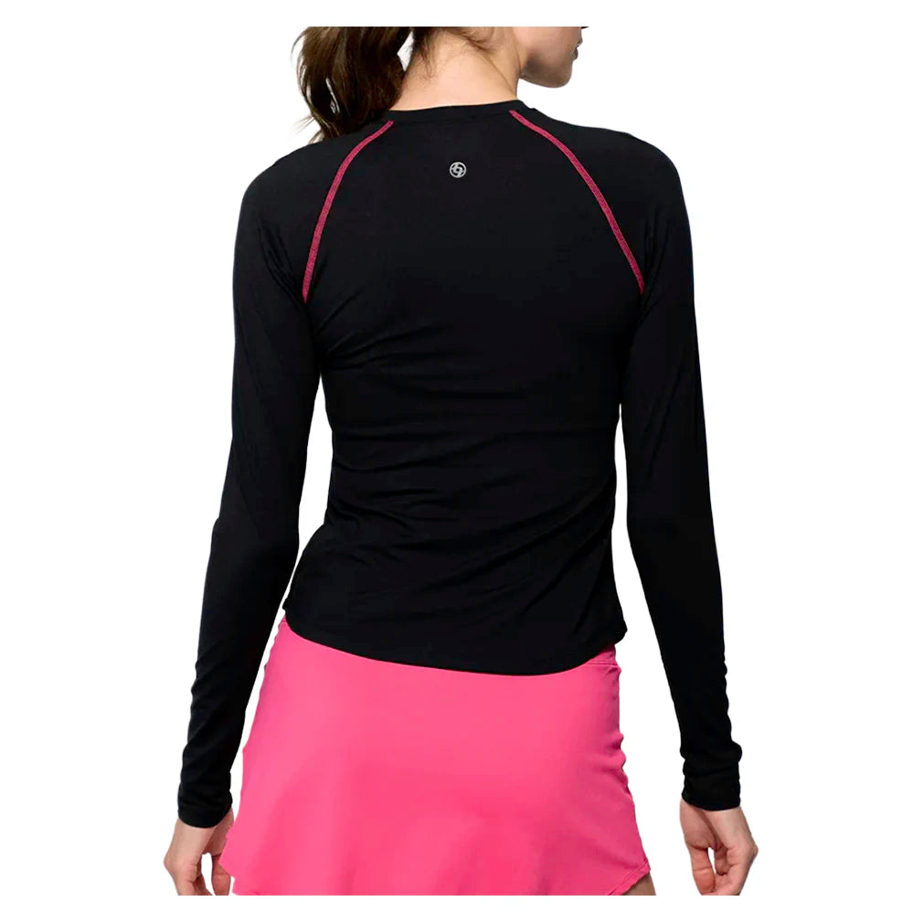 Women's Bella Tennis Top Black and Bright Pink