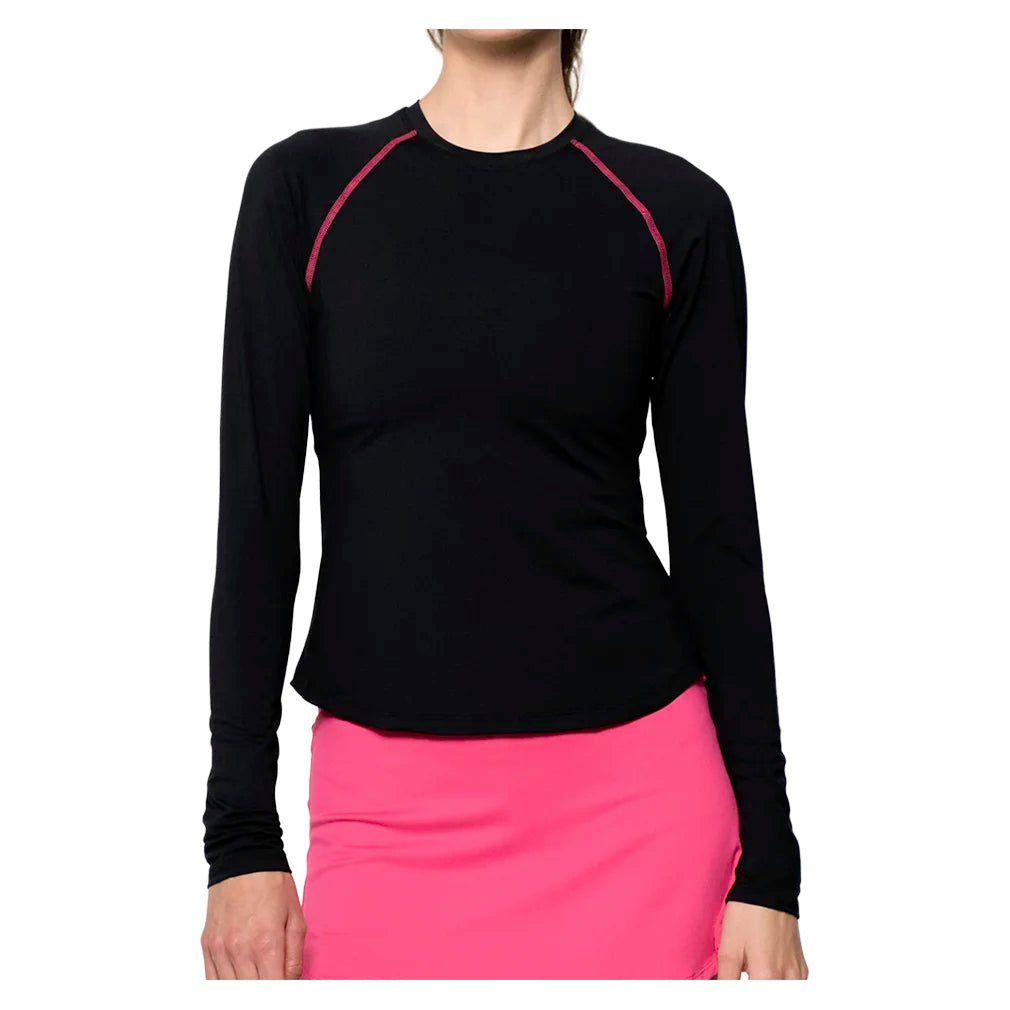 Women's Bella Tennis Top Black and Bright Pink