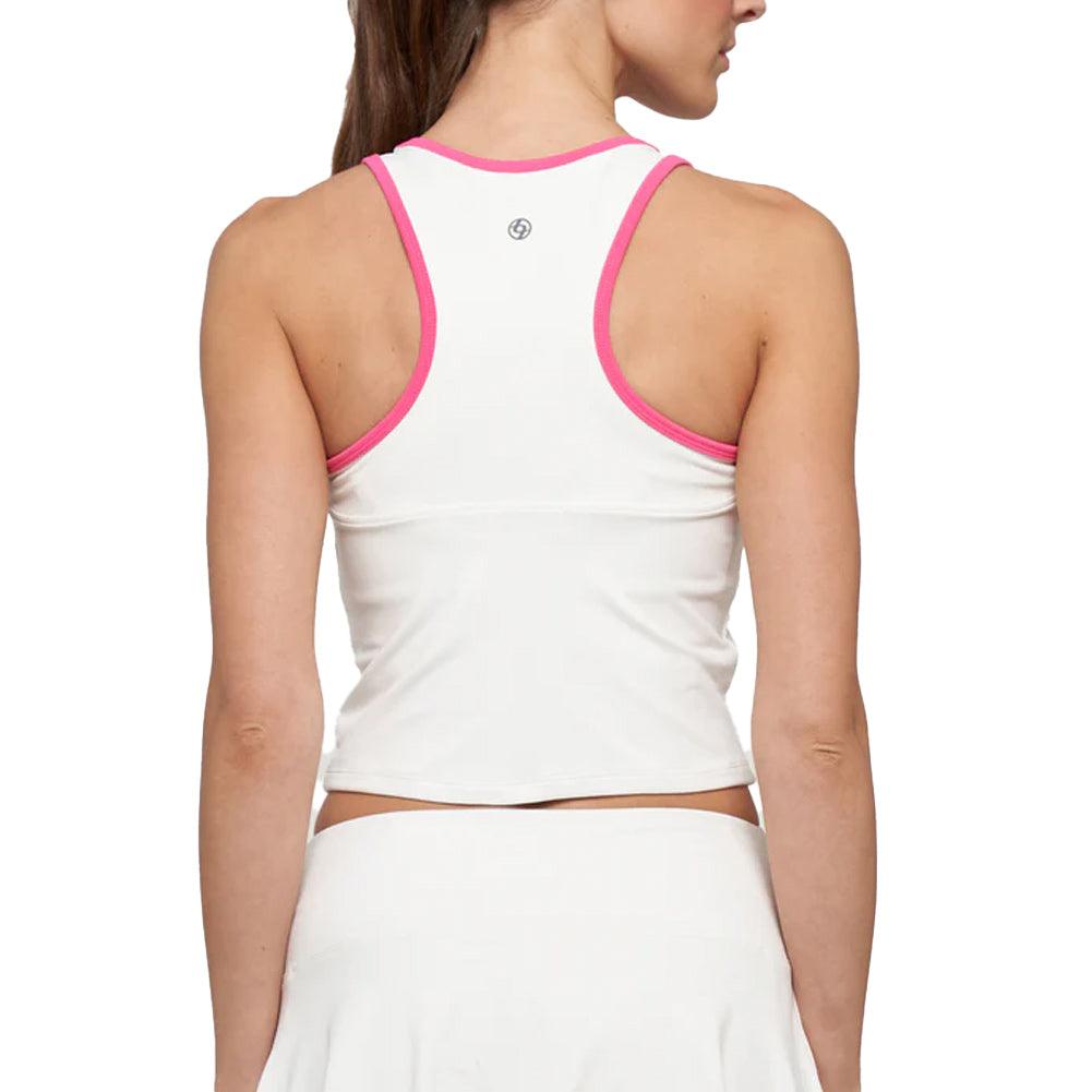 Women's Block Tennis Tank White and Prism Pink