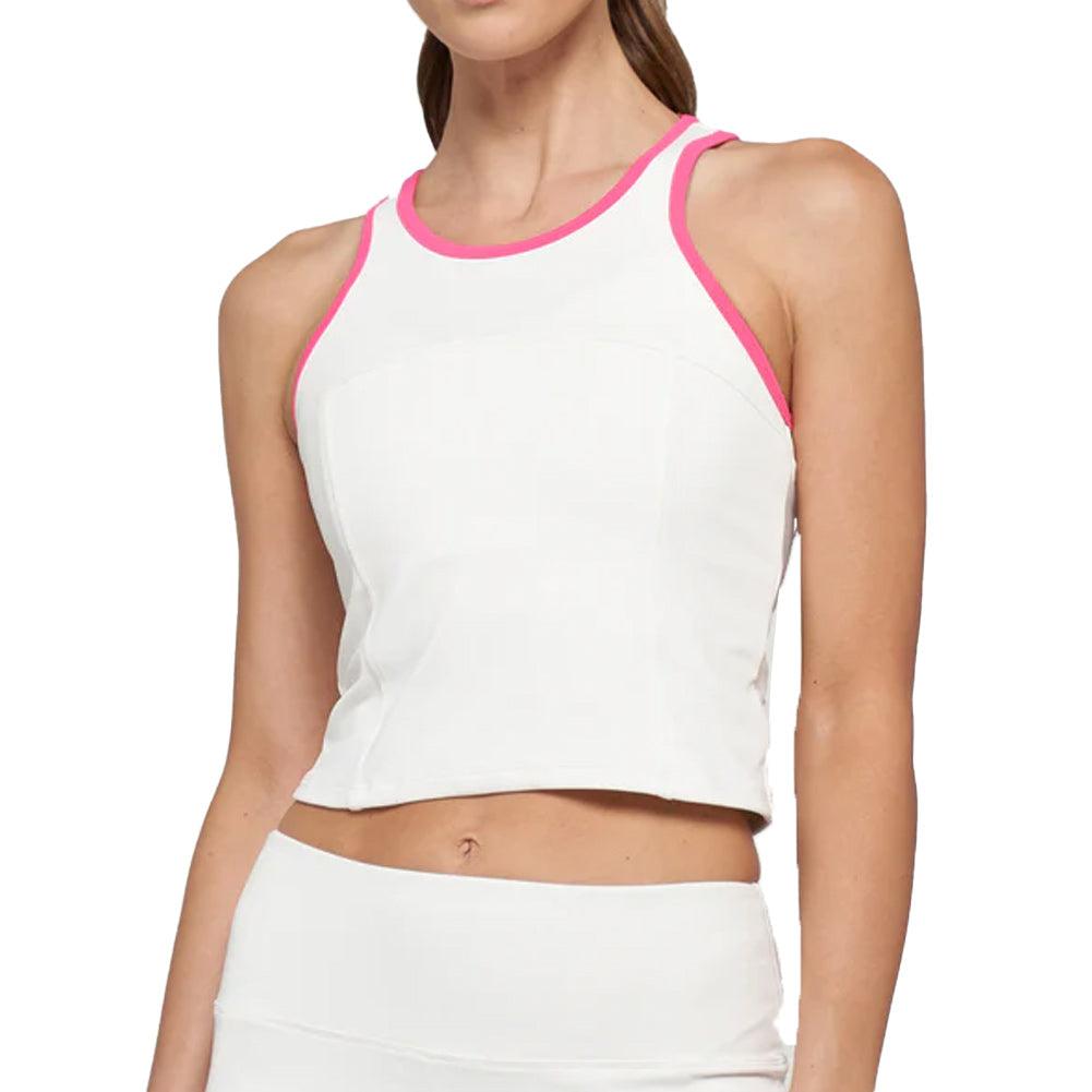 Women's Block Tennis Tank White and Prism Pink