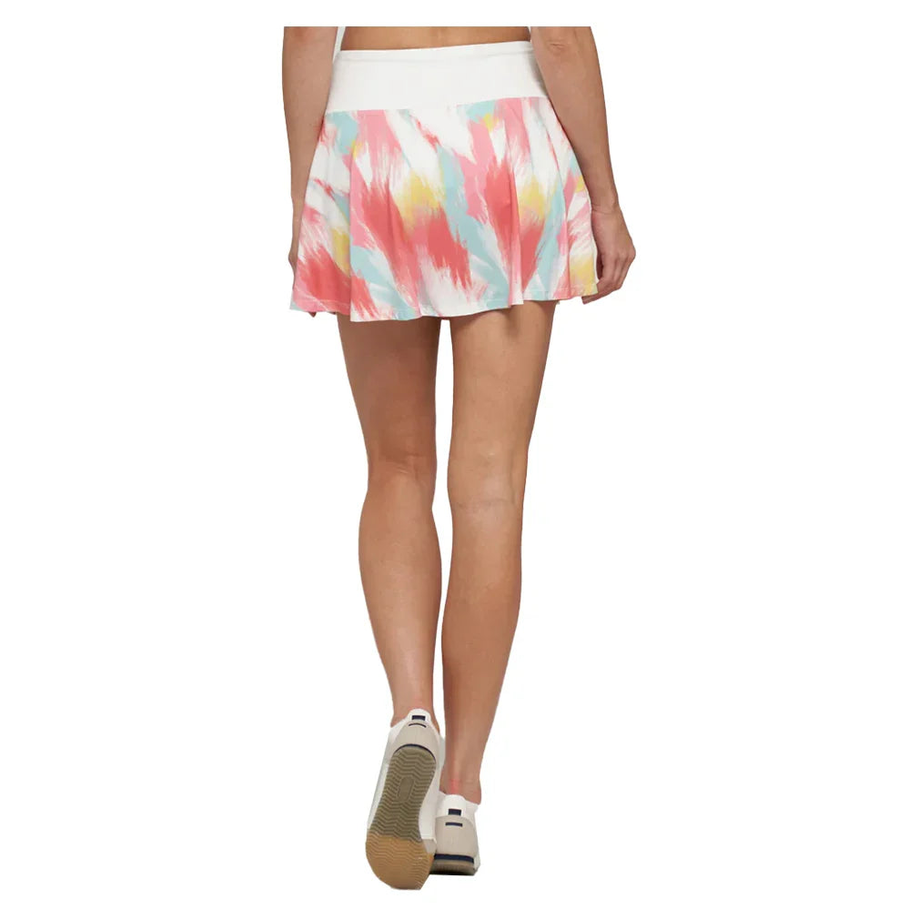 Women's Hybrid Patina Printed 14 Inch Tennis Skort Brush Strokes and White
