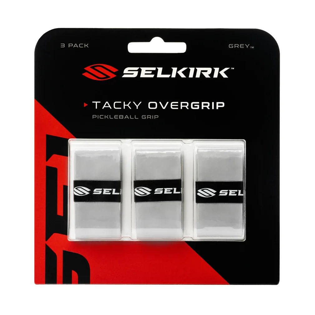 3 - Pack Tacky Pickleball Overgrips Gray - Bell Racket Store