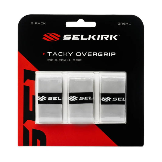 3 - Pack Tacky Pickleball Overgrips Gray - Bell Racket Store