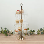 3 - Tier Gold Cupcake Stand â€“ 2ft Acrylic and Metal Dessert Display Tower with Hanging Crystals - Bell Racket Store