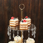 3 - Tier Gold Cupcake Stand â€“ 2ft Acrylic and Metal Dessert Display Tower with Hanging Crystals - Bell Racket Store