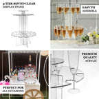 3 - Tier Round Champagne Glass Holder Tower Clear Acrylic + 1 Bottle for Professional & Home Use 21" - Bell Racket Store
