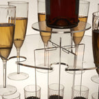 3 - Tier Round Champagne Glass Holder Tower Clear Acrylic + 1 Bottle for Professional & Home Use 21" - Bell Racket Store