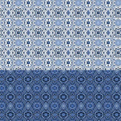 Womens Relaxed Mock Zip Tennis Top Moroccan Tiles