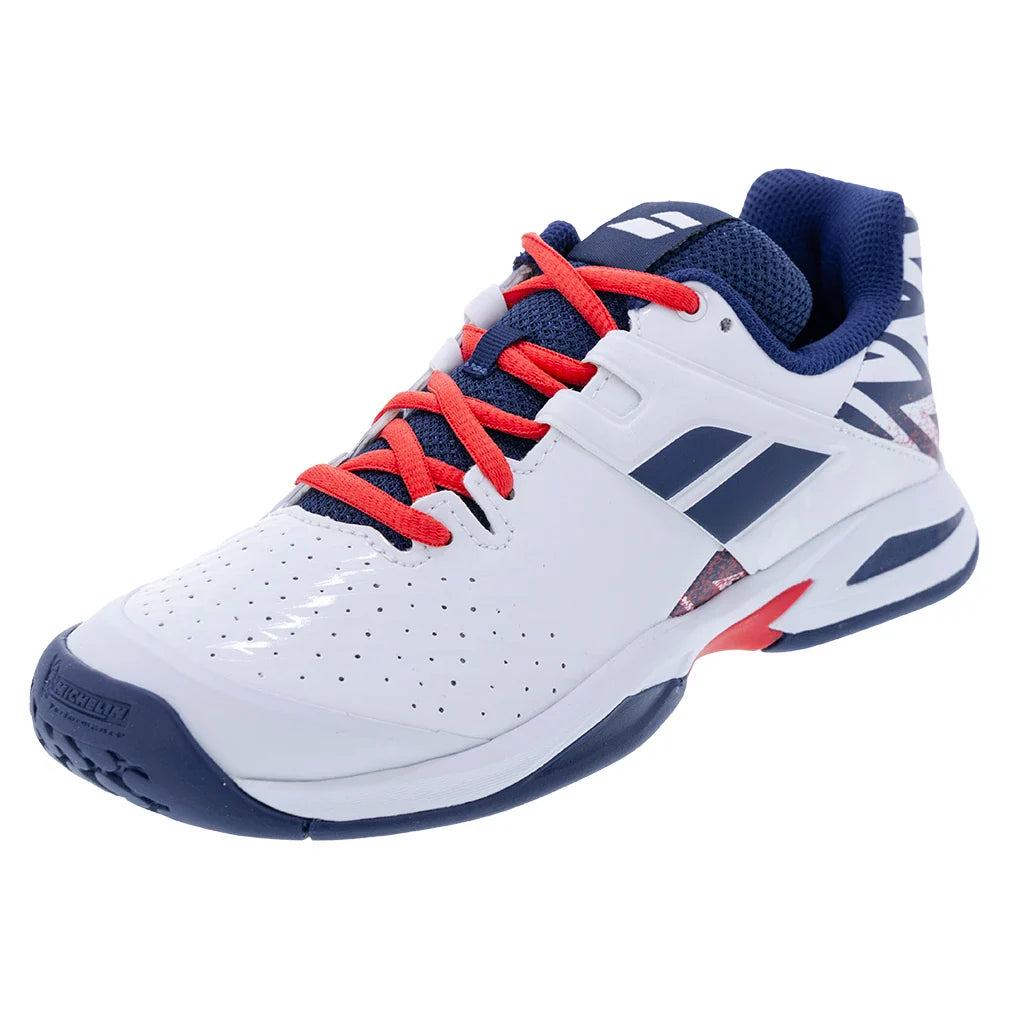 Junior's Propulse AC Tennis Shoes White and Estate Blue