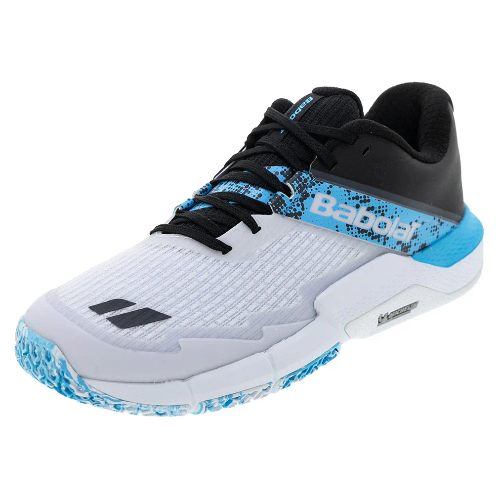 Men's Movea Padel Shoes White and Cyan Blue