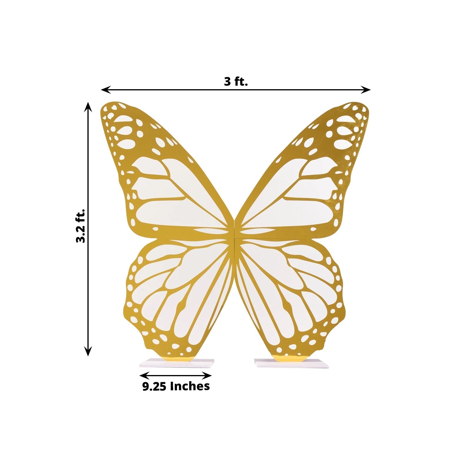 3ft Large Butterfly Party Props Decor, White and Gold Butterfly Foamboard Stand - Bell Racket Store