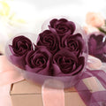 4 Pack 24 Pcs Burgundy Scented Rose Soap Heart Shaped Party Favors With Gift Boxes And Ribbon - Bell Racket Store