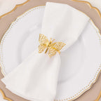 4 Pack Gold Metal Butterfly Napkin Rings, Decorative Laser Cut Cloth Napkin Holders - Bell Racket Store