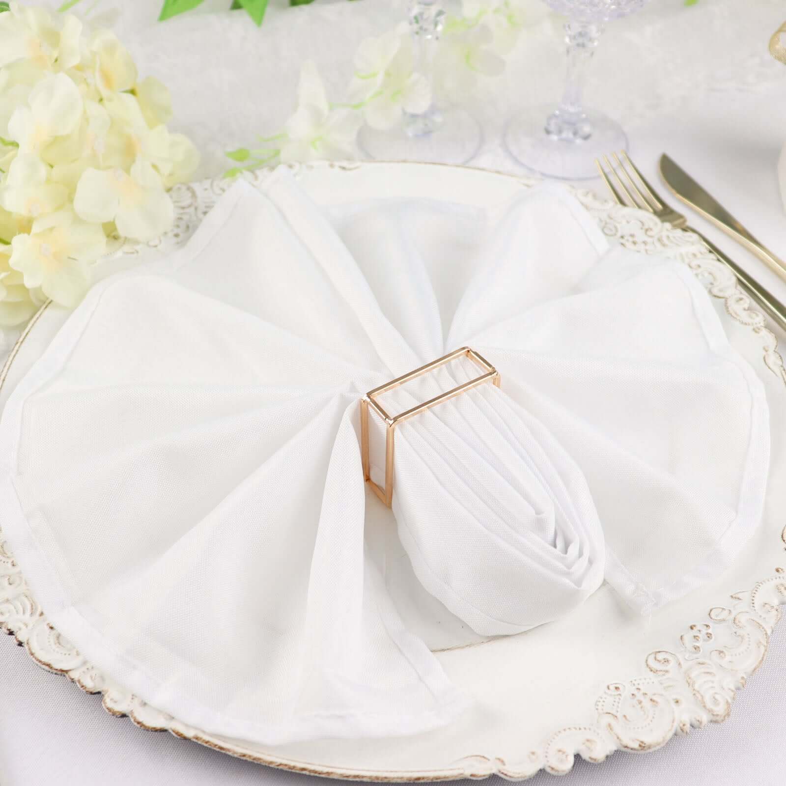 4 Pack Gold Metal Hollow Square Napkin Rings, Modern Geometric Cube Napkin Holders - Bell Racket Store