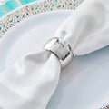 4 Pack Metallic Silver Hammered Pattern Metal Napkin Rings