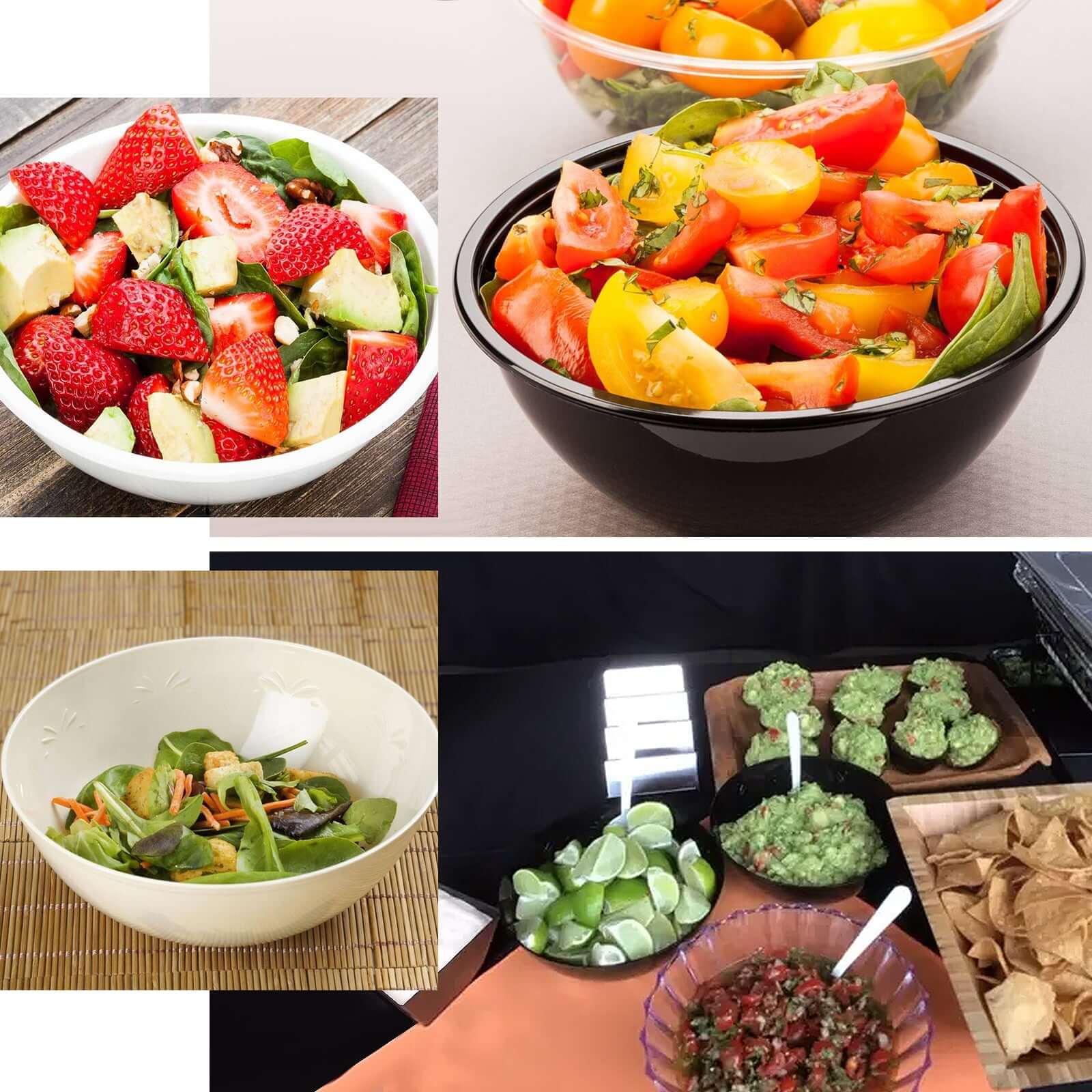 4 - Pack Plastic Salad Bowls Clear - Sturdy Medium Disposable Dishes for Parties 32oz - Bell Racket Store