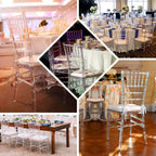 4 Pack Resin Chiavari Chairs Transparent and Stackable Clear - Sleek Armless Design for Weddings & Gatherings - Bell Racket Store