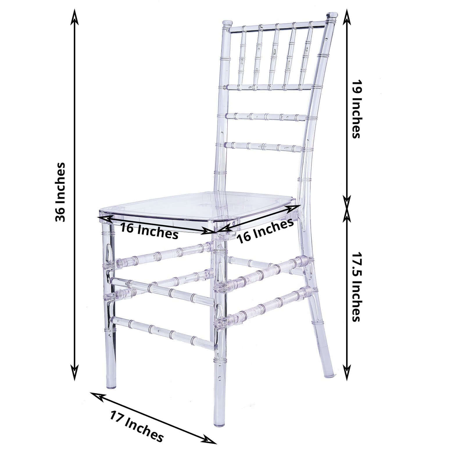 4 Pack Resin Chiavari Chairs Transparent and Stackable Clear - Sleek Armless Design for Weddings & Gatherings - Bell Racket Store