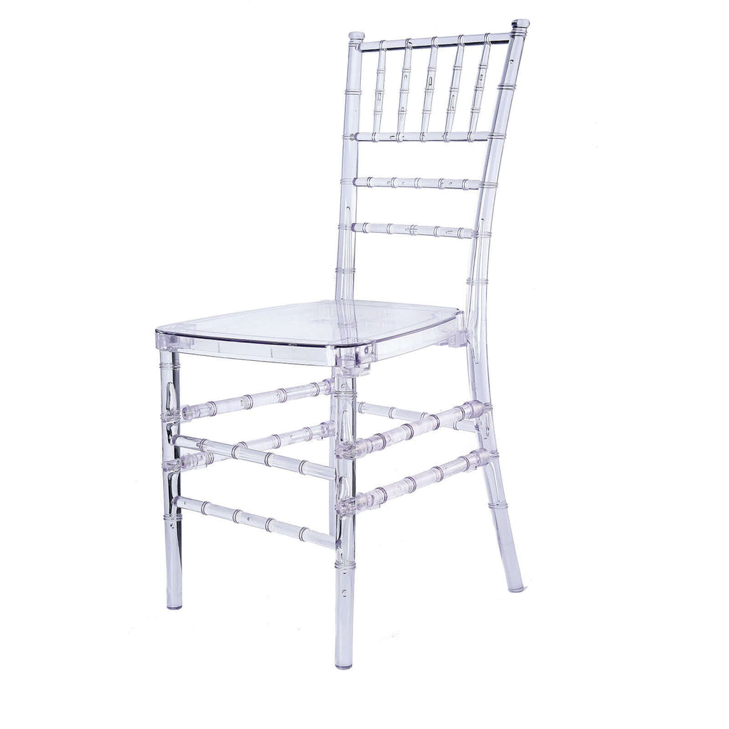 4 Pack Resin Chiavari Chairs Transparent and Stackable Clear - Sleek Armless Design for Weddings & Gatherings - Bell Racket Store