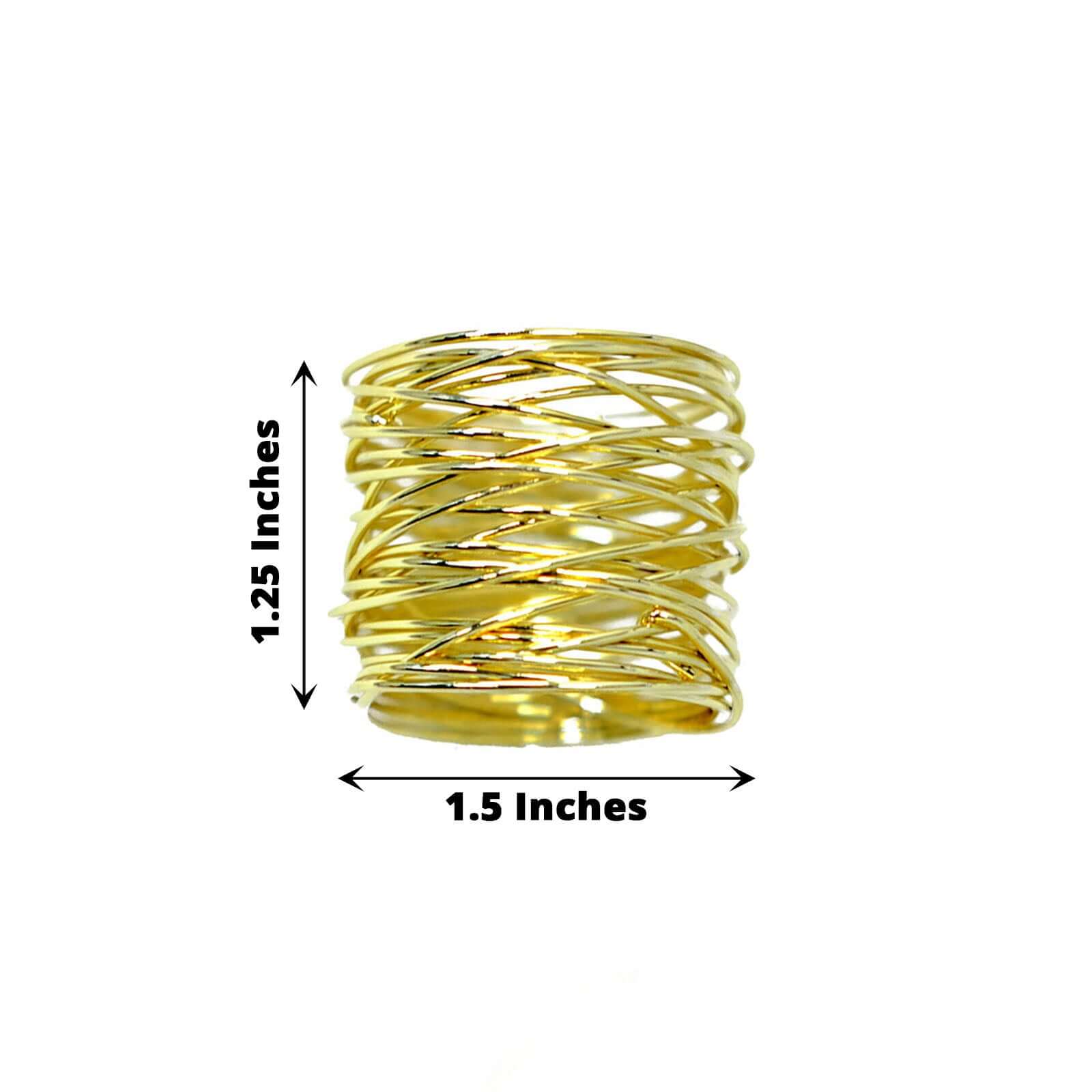 4 Pack Shiny Gold Metal Wire Paper or Cloth Linen Napkin Rings - Bell Racket Store