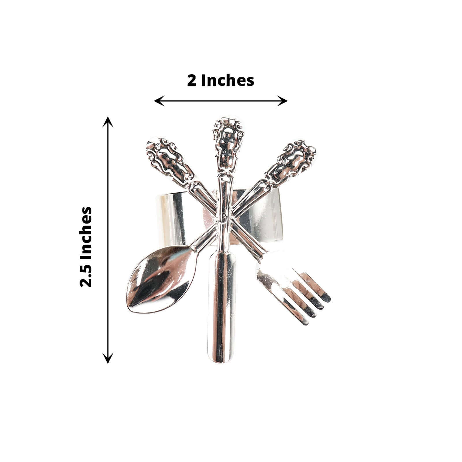 4 Pack Silver Metal Fork Knife Spoon Design Napkin Rings - Utensil Themed Napkin Holders - Bell Racket Store