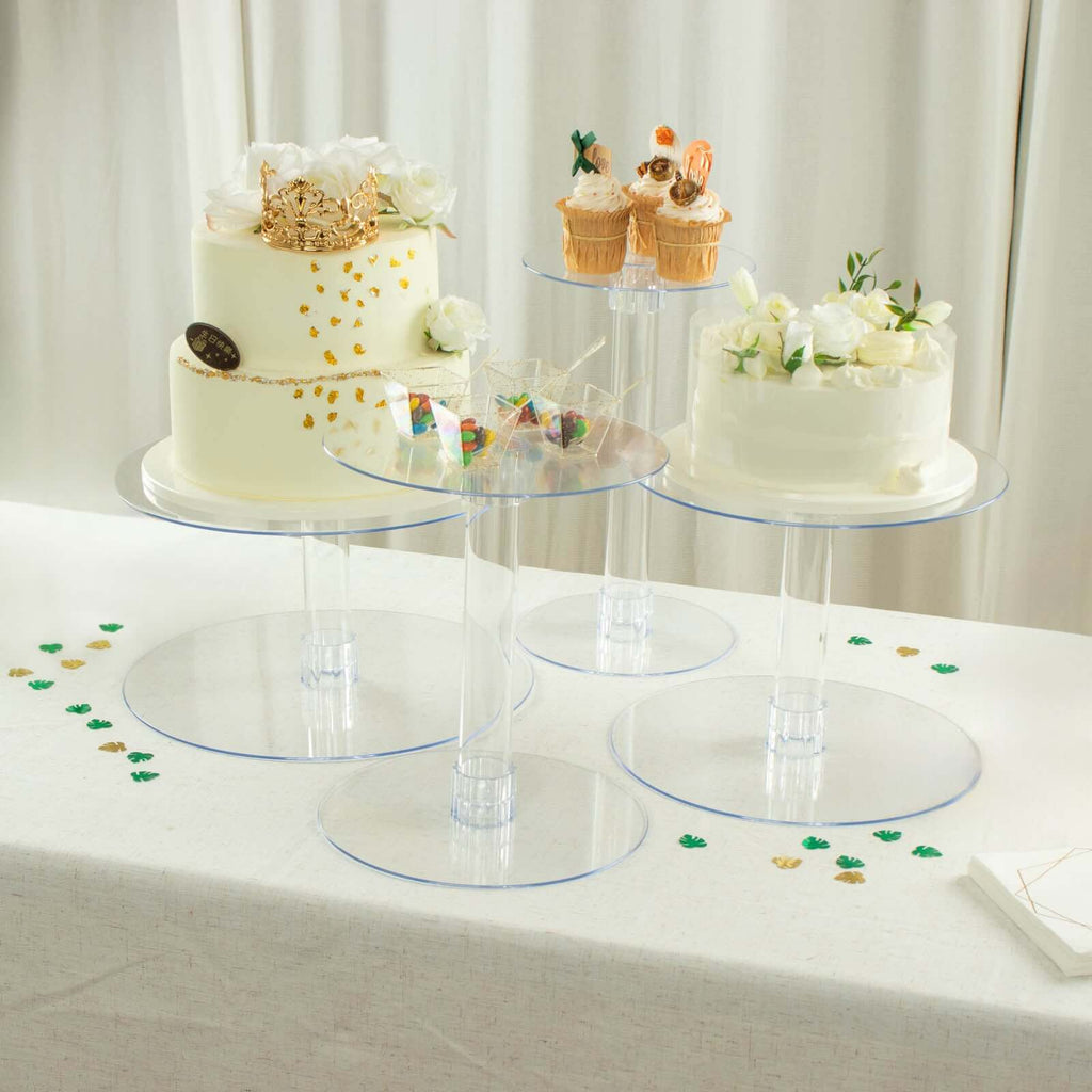 4-Tier Acrylic XL Cake Stand Set Clear - Assorted Sizes for Buffet Party Tables