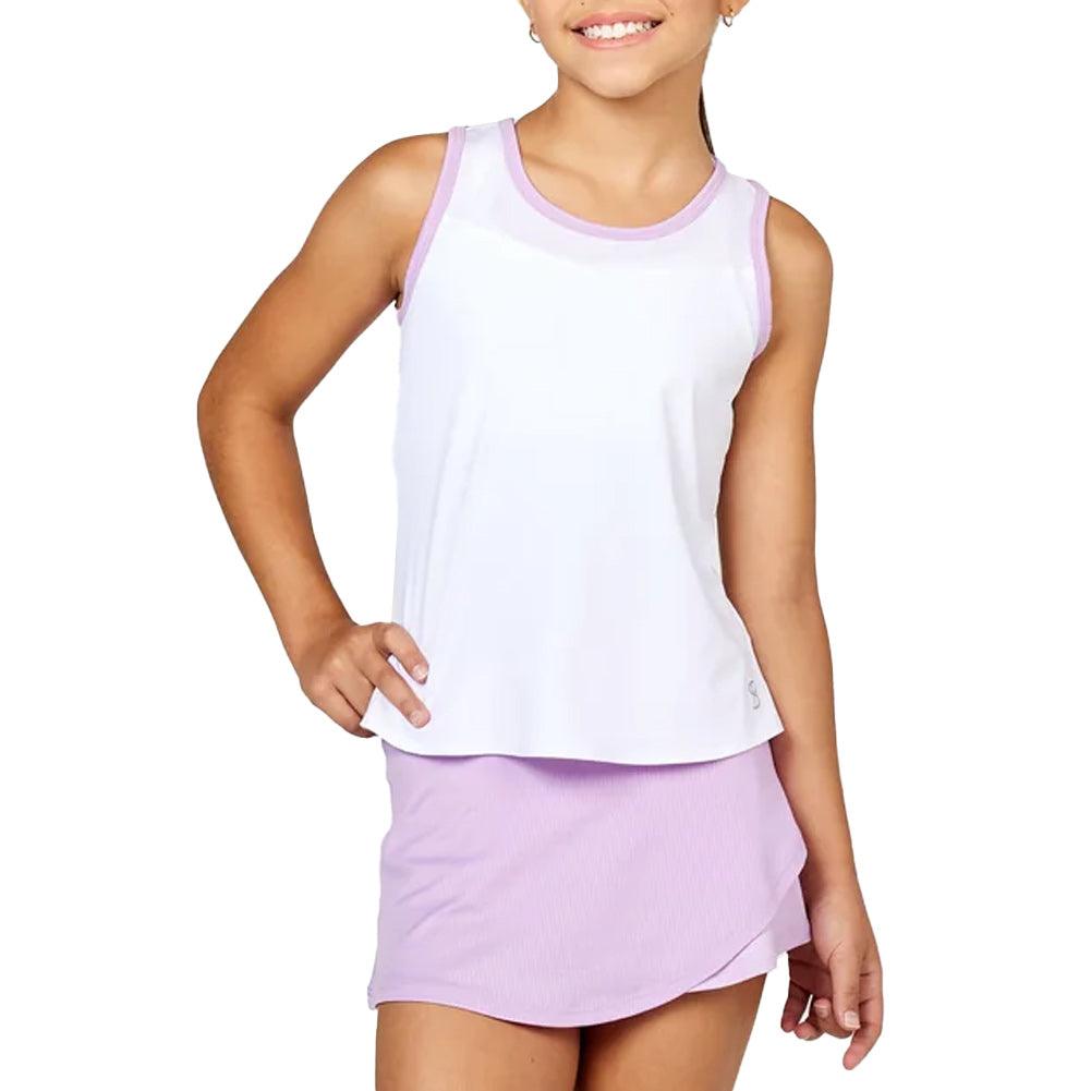Girls Racerback Tennis Tank White and Lavender