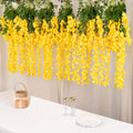 5 Pack 44" Silk Hanging Wisteria Flower Garland Vines in Yellow, 3 Strands in 1 Bush