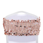 5 Pack Big Payette Sequin 13"x10" Chair Sash Bands Blush - Stylish Glittering Decor for Weddings & Gatherings