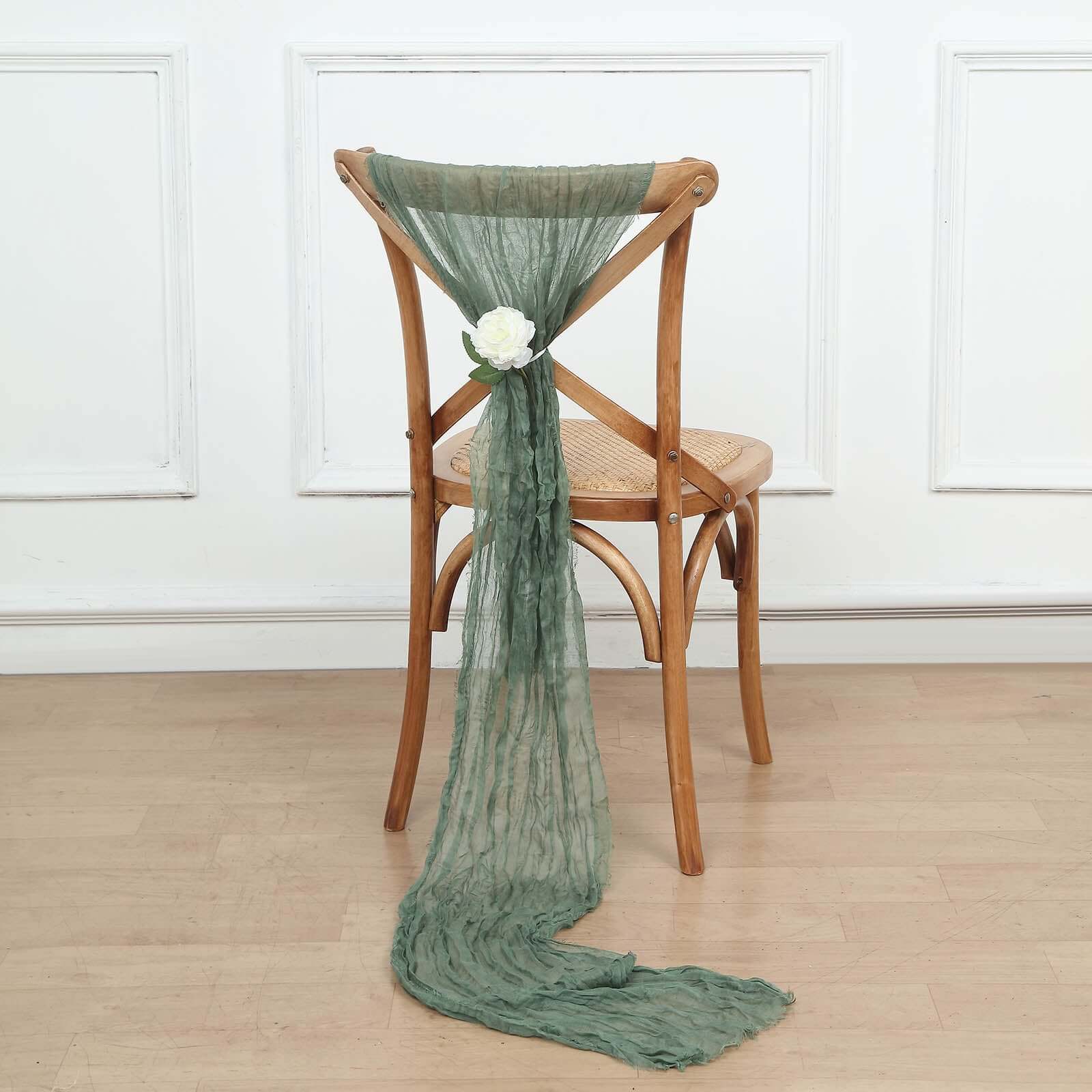 5 Pack Cheesecloth Gauze 16"x88" Chair Sashes Dusty Sage Green - Boho Chair Decorations - Bell Racket Store